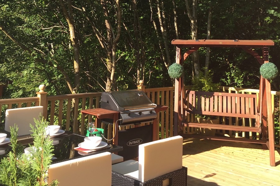 BBQ and seating area at Skiptory Lodge