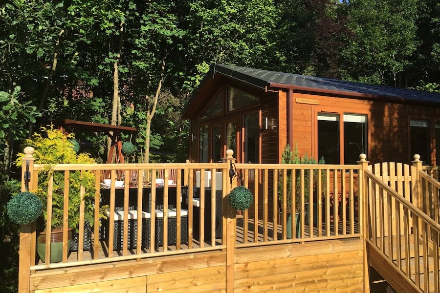 Close up of Skiptory Lodge decking area